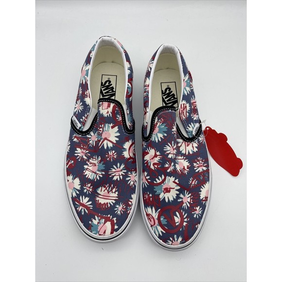 Vans Classic Slip On Vans Crew Floral/Red Classic Skate Shoes Men's 9.5 Women 11 - Picture 5 of 6